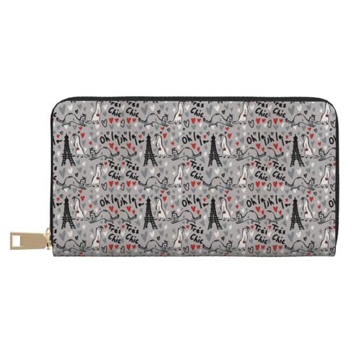 JUEXDEME Französisches Modemodell Frettchen Lange Kunstleder Clutch Chic Stilvolle Damengeldbörsen für moderne Frauen Große Kapazität Kartenhalter und Organizer-Taschen Langlebige Geldbörse Handtasche von JUEXDEME