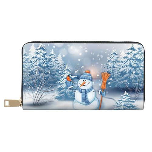 JUEXDEME Harter Schneemann lange Kunstleder-Clutch, schick, stilvolle Damengeldbörsen für moderne Frauen, großes Fassungsvermögen, Kartenhalter und Organizer-Taschen, strapazierfähige Geldbörse, von JUEXDEME