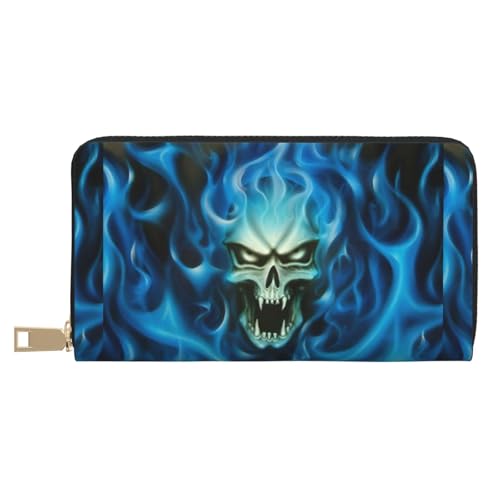 JUEXDEME Horror Ghost Skull Long Faux Leather Clutch Chic Stylish Women's Wallets for Modern Women Large Capacity Card Holder and Organizer Pockets Durable Purse Handbag for Everyday Travel, weiß, von JUEXDEME