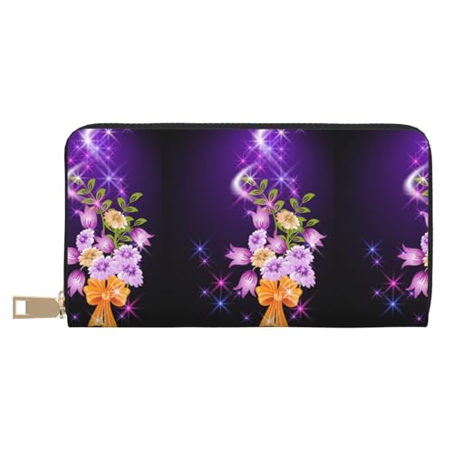 JUEXDEME Leichte romantische Blumen lange Kunstleder Clutch Chic Stilvolle Damen Geldbörsen für moderne Frauen Große Kapazität Kartenhalter und Organizer-Taschen Langlebige Geldbörse Handtasche für von JUEXDEME
