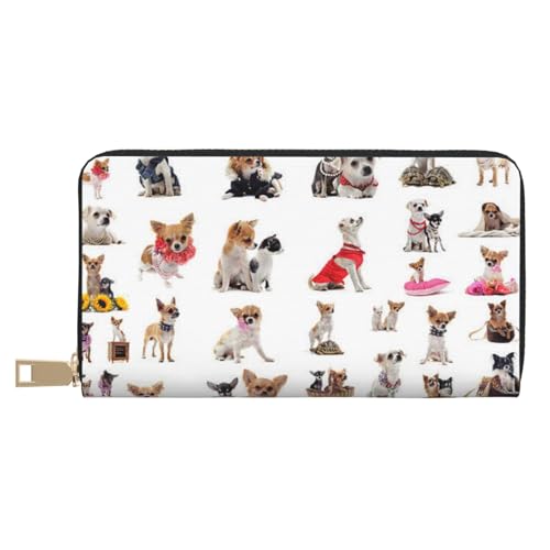 JUEXDEME Niedliches Chihuahua-Mops-Muster, lange Kunstleder-Clutch, schick, stilvolle Damengeldbörsen für moderne Frauen, großes Fassungsvermögen, Kartenhalter und Organizer-Taschen, strapazierfähige JUEXDEME Niedliches Chihuahua-Mops-Muster, lange Kunstleder-Clutch, schick, stilvolle Damengeldbörsen für moderne Frauen, großes Fassungsvermögen, Kartenhalter und Organizer-Taschen, strapazierfähige von JUEXDEME