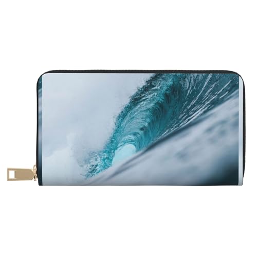 JUEXDEME Ocean Green Surf Long Faux Leather Clutch Chic Stylish Women's Wallets for Modern Women Large Capacity Card Holder and Organizer Pockets Durable Purse Handbag for Everyday Travel, weiß, von JUEXDEME