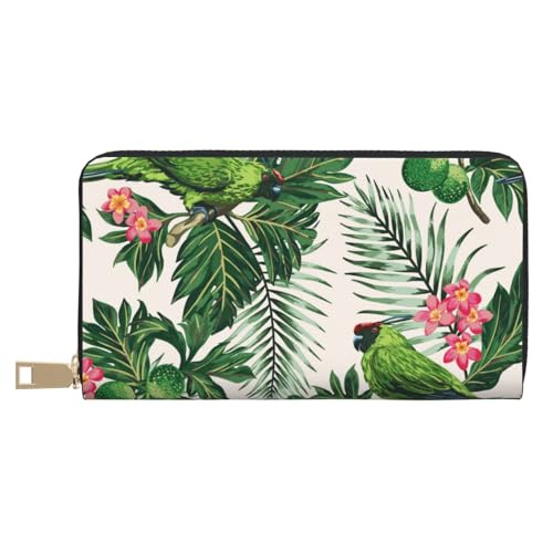 JUEXDEME Pärchen Papageien oliv lange Clutch aus Kunstleder, schick, stilvolle Damengeldbörsen für moderne Frauen, großes Fassungsvermögen, Kartenhalter und Organizer-Taschen, strapazierfähige von JUEXDEME