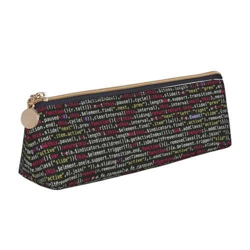 JUEXDEME Programmiercode-Leder-Federmäppchen, schlankes Design, Stifttasche mit metallischem Reißverschluss, Taschengröße für Studenten, Büro, Universität, Mittelschule, weiß, Einheitsgröße, von JUEXDEME