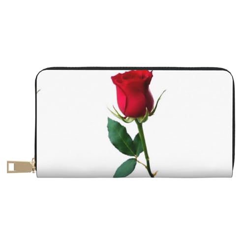 JUEXDEME Red Rose Psd Lange Kunstleder-Clutch, schick, stilvolle Damen-Geldbörsen für moderne Frauen, großes Fassungsvermögen, Kartenhalter und Organizer-Taschen, strapazierfähige Geldbörse, von JUEXDEME