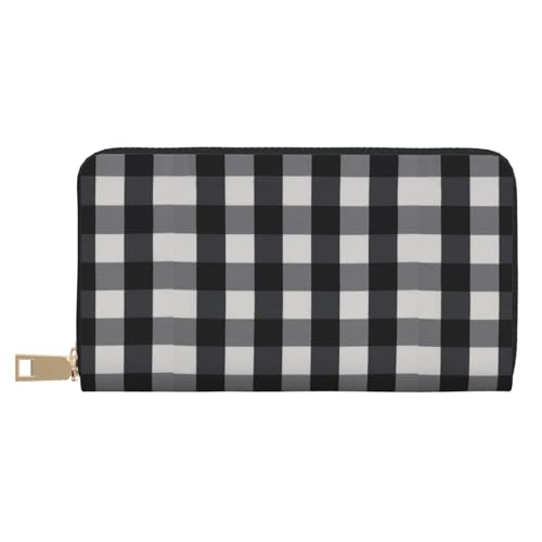 JUEXDEME Schwarze und weiße karierte lange Kunstleder-Clutch, schick, stilvolle Damen-Geldbörsen für moderne Frauen, großes Fassungsvermögen, Kartenhalter und Organizer-Taschen, strapazierfähige JUEXDEME Schwarze und weiße karierte lange Kunstleder-Clutch, schick, stilvolle Damen-Geldbörsen für moderne Frauen, großes Fassungsvermögen, Kartenhalter und Organizer-Taschen, strapazierfähige von JUEXDEME