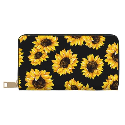 JUEXDEME Spring Sunflowers Flowers Long Faux Leather Clutch Chic Stylish Women's Wallets for Modern Women Large Capacity Card Holder and Organizer Pockets Durable Purse Handbag for Everyday Travel, von JUEXDEME