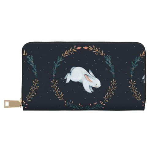 JUEXDEME Süßes weißes Kaninchen, lang, Kunstleder, Clutch, schick, stilvolle Damen-Geldbörse für moderne Frauen, großes Fassungsvermögen, Kartenhalter und Organizer-Taschen, strapazierfähige von JUEXDEME