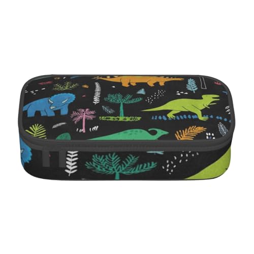 JUEXDEME Tasche für Schule, Bürobedarf, Dinosaurier-Palmblatt, großes Fassungsvermögen, Federmäppchen für Studenten, Schreibwaren-Tasche, Stiftebox, Schreibtisch-Organizer mit glattem Reißverschluss, von JUEXDEME