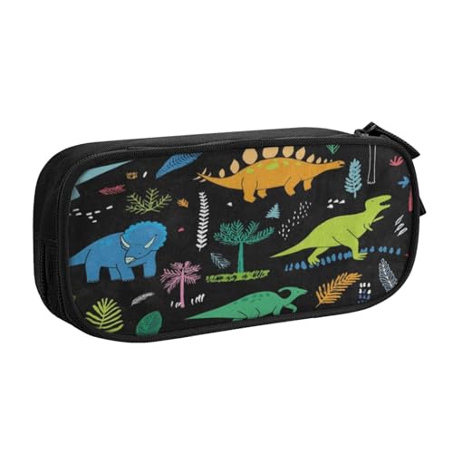 JUEXDEME Tasche für Schule, Bürobedarf, Dinosaurier-Palmblatt, großes Fassungsvermögen, Federmäppchen für Studenten, Schreibwaren-Tasche, Stiftebox, Schreibtisch-Organizer mit glattem Reißverschluss, von JUEXDEME