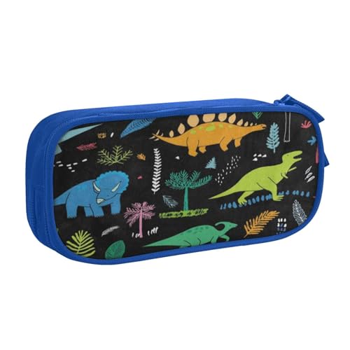JUEXDEME Tasche für Schule, Bürobedarf, Dinosaurier-Palmblatt, großes Fassungsvermögen, Federmäppchen für Studenten, Schreibwaren-Tasche, Stiftebox, Schreibtisch-Organizer mit glattem Reißverschluss, von JUEXDEME