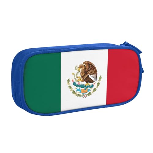 JUEXDEME Tasche für Schule, Bürobedarf, Flagge von Mexiko, großes Fassungsvermögen, Federmäppchen für Studenten, Schreibwaren-Tasche, Schreibtisch-Organizer mit glattem Reißverschluss, tragbarer von JUEXDEME