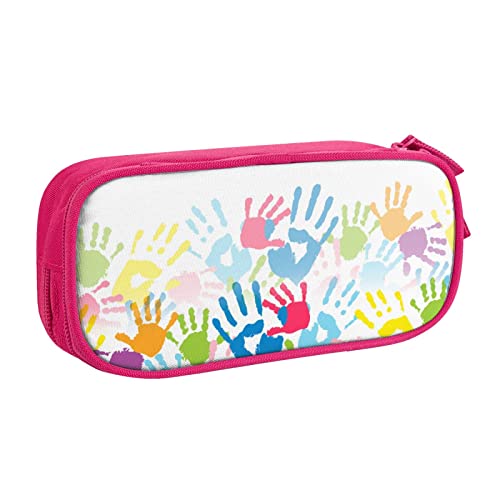 JUEXDEME Tasche für Schule, Bürobedarf, Kinder, Handabdruck, großes Fassungsvermögen, Federmäppchen für Studenten, Schreibwaren-Tasche, Stiftebox, Schreibtisch-Organizer mit glattem Reißverschluss, von JUEXDEME