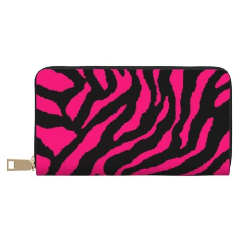 JUEXDEME Zebra Tiger Leopard Rosa Lange Kunstleder Clutch Chic Stilvolle Damen Geldbörsen für moderne Frauen Große Kapazität Kartenhalter und Organizer-Taschen Langlebige Geldbörse Handtasche für den von JUEXDEME