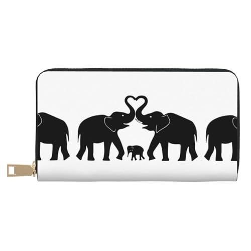 Old Elephant and Young Elephant Long Faux Leather Clutch Chic Stylish Women'S Wallets For Modern Women Large Capacity Card Holder And Organizer Pockets Durable Purse Handbag For Everyday Travel, weiß, von JUEXDEME