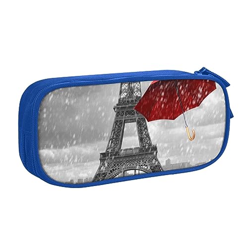 Tasche für Schule, Bürobedarf, Turm mit rotem Regenschirm, großes Fassungsvermögen, Federmäppchen für Studenten, Schreibwaren-Tasche, Stiftebox, Schreibtisch-Organizer mit glattem Reißverschluss, von JUEXDEME