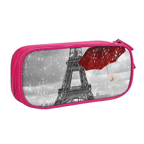 Tasche für Schule, Bürobedarf, Turm mit rotem Regenschirm, großes Fassungsvermögen, Federmäppchen für Studenten, Schreibwaren-Tasche, Stiftebox, Schreibtisch-Organizer mit glattem Reißverschluss, von JUEXDEME