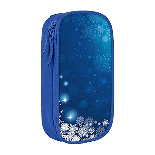Tasche für Schule, Bürobedarf, große Kapazität, blaue Weihnachts-Schneeflocken-Federmäppchen, großes Fassungsvermögen, Federmäppchen für Studenten, Schreibwaren-Tasche, Stiftebox, von JUEXDEME