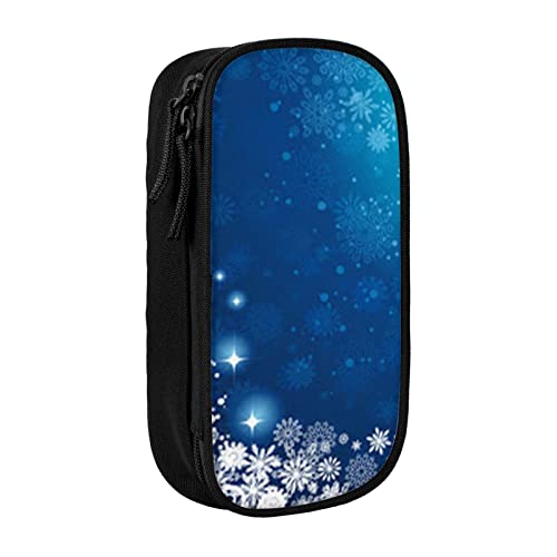 Tasche für Schule, Bürobedarf, große Kapazität, blaue Weihnachts-Schneeflocken-Federmäppchen, großes Fassungsvermögen, Federmäppchen für Studenten, Schreibwaren-Tasche, Stiftebox, von JUEXDEME
