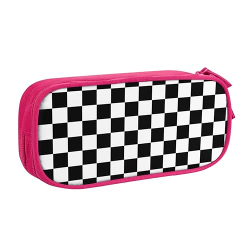 Tasche für Schule, Bürobedarf, schwarz und weiß, kariert, großes Fassungsvermögen, Federmäppchen für Studenten, Schreibwaren-Tasche, Stiftebox, Schreibtisch-Organizer mit glattem Reißverschluss, von JUEXDEME