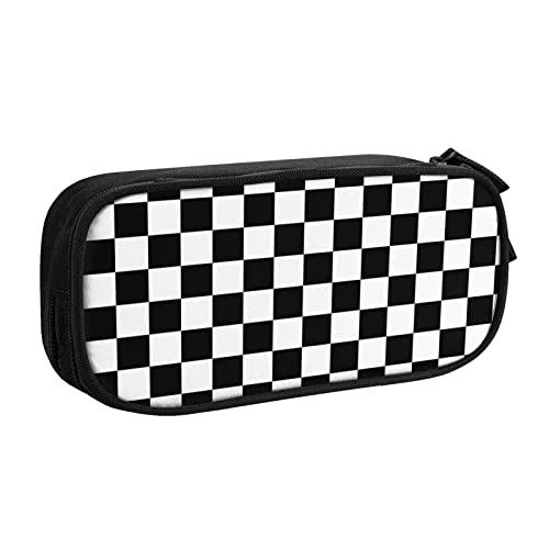 Tasche für Schule, Bürobedarf, schwarz und weiß, kariert, großes Fassungsvermögen, Federmäppchen für Studenten, Schreibwaren-Tasche, Stiftebox, Schreibtisch-Organizer mit glattem Reißverschluss, von JUEXDEME