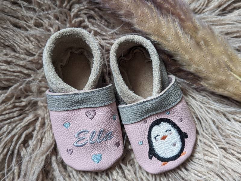 Lederpuschen/Krabbelschuhe Mit Namen von JUFILOUHandmade