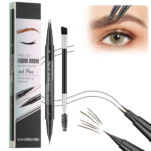 Microblading-Augenbrauenstift, wasserfest und schweißfest, 2-in-1-Augenbrauenstift mit Gabelspitze, 2-in-1-Augenbrauenstift mit zwei Enden, flüssiger Augenbrauenstift, langanhaltender natürlicher Auge von JUFKGBAR