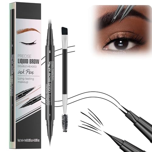 Microblading-Augenbrauenstift, wasserfest und schweißfest, 2-in-1-Augenbrauenstift mit Gabelspitze, 2-in-1-Augenbrauenstift mit zwei Enden, flüssiger Augenbrauenstift, langanhaltender natürlicher Auge von JUFKGBAR