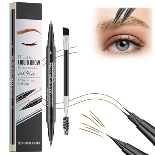 Microblading-Augenbrauenstift, wasserfest und schweißfest, 2-in-1-Augenbrauenstift mit Gabelspitze, 2-in-1-Augenbrauenstift mit zwei Enden, flüssiger Augenbrauenstift, langanhaltender natürlicher Auge von JUFKGBAR