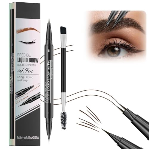 Microblading-Augenbrauenstift, wasserfest und schweißfest, 2-in-1-Augenbrauenstift mit Gabelspitze, 2-in-1-Augenbrauenstift mit zwei Enden, flüssiger Augenbrauenstift, langanhaltender natürlicher Auge von JUFKGBAR