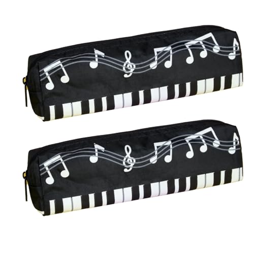 JUFYVO Federmäppchen mit Musiknoten, Klaviertastatur, Schreibwaren-Tasche, tragbares Federmäppchen, Aufbewahrung, Stifteetui für Schule, Uni und Büro, 2 Stück, Schwarz , modisch JUFYVO Federmäppchen mit Musiknoten, Klaviertastatur, Schreibwaren-Tasche, tragbares Federmäppchen, Aufbewahrung, Stifteetui für Schule, Uni und Büro, 2 Stück, Schwarz , modisch von JUFYVO