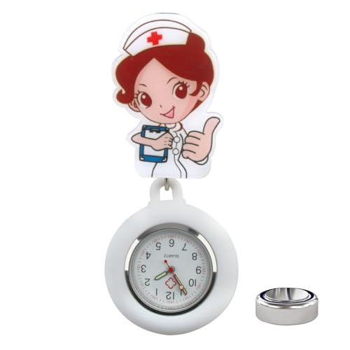 JUGCUT Krankenschwesteruhr Brosche, Digitalanzeige Leise Elektronische Leuchtende Uhr Hängende Krankenschwesteruhr Teleskop Taschenuhr Geschenk Uhr für Frauen Krankenschwester Arzt mit Pin/Clip On für von JUGCUT