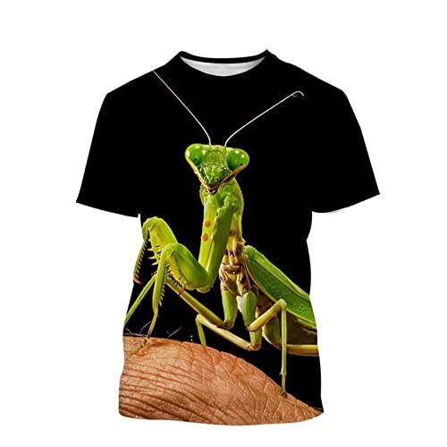 Männer 3D-Druck T-Shirts Lässige Tiere Drucke Insekten Gottesanbeterin Grafik Lustige Kurzarm Atmungsaktive Bequeme Sommeroberteile (Color : G, Size : 5XL) von JUGGO