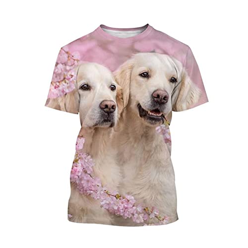 T-Shirt for Herren und Damen, 3D-gedruckt, lässig, kurzärmelig, lustige Tier-Hunde-Grafik, modisch, leicht, Sommer-Sport-T-Shirts (Color : B, Size : M) von JUGGO