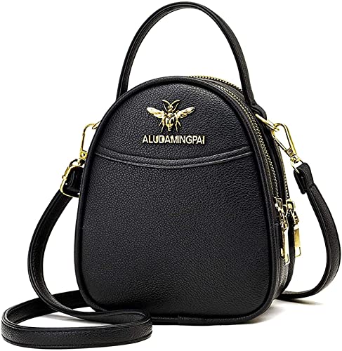 Bee Damen Kleine Tasche, Retro Biene Kleine Runde Tasche, Vielseitige Messenger Bag, Damen Mode Einzelschulter-Mini Damen Tasche, Schwarz , JUGTL von JUGTL