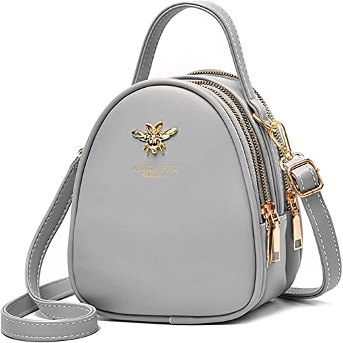 Bee Damen Kleine Tasche, Retro Biene Kleine Runde Tasche, Vielseitige Messenger Bag, Damen Mode Einzelschulter-Mini Damen Tasche, grau, JUGTL von JUGTL