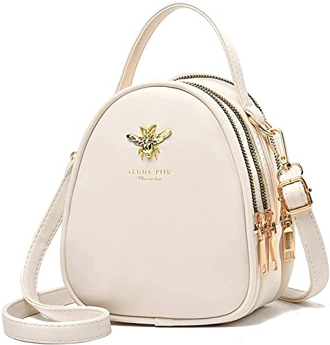 Bee Damen Kleine Tasche, Retro Biene Kleine Runde Tasche, Vielseitige Messenger Bag, Damen Mode Einzelschulter-Mini Damen Tasche, weiß, JUGTL von JUGTL