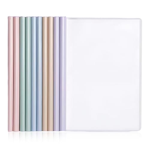 JUGUTA 10Pcs A4 Sliding Bar Binder, A4 Transparente Dokumentenordner, Klemmschienen A4, Bericht Abdeckungen Ordner Mit U Schiebe Bar Für Klassifizierung Schulbürodokumenten, Kann 50 Blatt Halten von JUGUTA