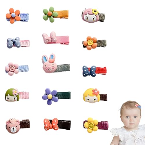 JUGUTA 15 Stück Haarspangen Baby Feines Haar,Haarspangen Kinder,Hair Clips,Haarspangen Mädchen Kleinkind,Haarspangen Haarschmuck Baby Hair Clips Soft Newborn,Haarklammer Baby Haarschleifen von JUGUTA