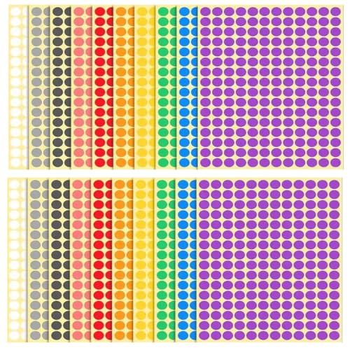 JUGUTA 1650 Stück 10Mm Klebepunkte Runde Punktaufkleber Etiketten Markierungspunkte - 10 Farben von JUGUTA