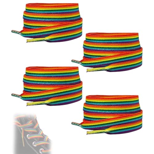 JUGUTA 2 Paar Regenbogen Schnürsenkel,Pride Sticker Bunte Schnürsenkel,Accessoires,Regenbogen, Regenbogen Accessoires,Csd Pride Accessoires,Armband Merch Pin Rainbow Bunt Sportschuhe(A) von JUGUTA