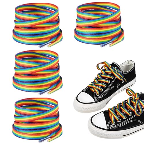 JUGUTA 2 Paar Regenbogen Schnürsenkel,Pride Sticker Bunte Schnürsenkel,Lgbtq Gay Outfit Regenbogen Accessoires,Csd Pride Accessoires,Merch Pin Rainbow Bunt Sportschuhe von JUGUTA