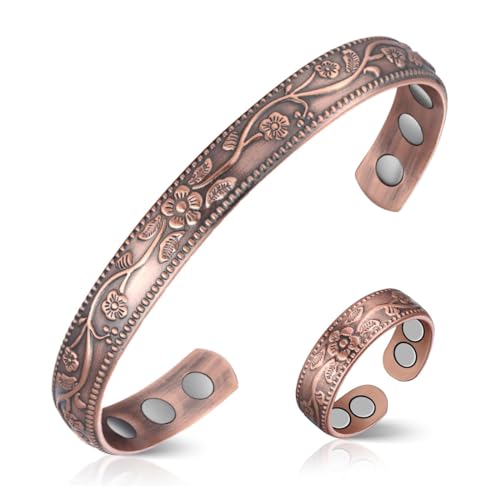JUGUTA 2 Stück Magnetarmband Und Ring Set, Ultrastarke Magnete, Verstellbares Armband, Magnetisches Armband, Magnetring, Braccialetto Magnetico, Anello Magnetico, Für Frauen Und Männer von JUGUTA