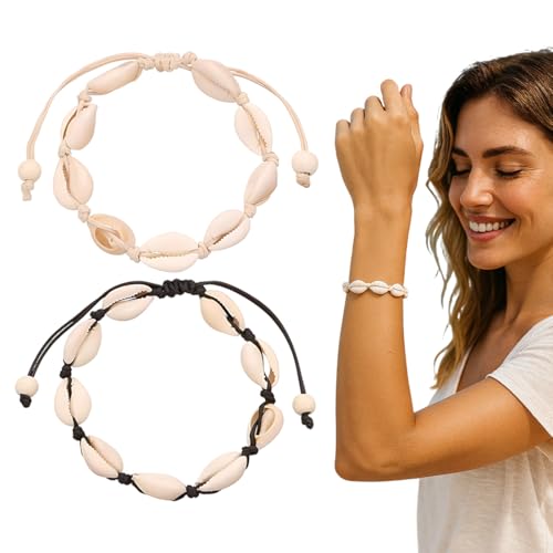 JUGUTA 2 Stück Muschelkette Muschel Armband Fußkette Natürliche Kaurimuschel Für Damen Mädchen von JUGUTA