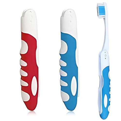 JUGUTA 2 Stück Reisezahnbürste, Travel Toothbrush Aus Pe Und Nylon Mit Weichen Borsten Und Schutzkappe, Ideal Für Reisen Camping Oder Unterwegs Für Erwachsene ＆ Kinder von JUGUTA