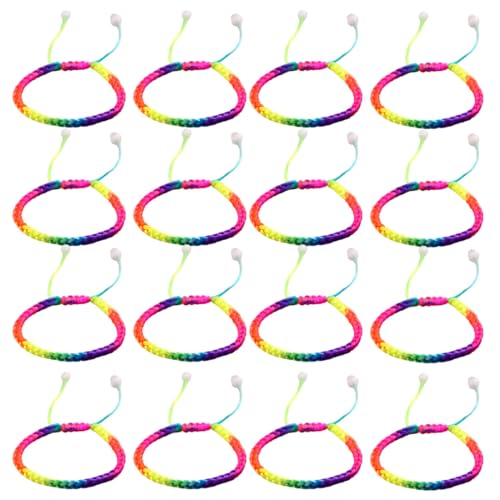 JUGUTA 20 Stück Bunte Seilarmbänder Regenbogenarmbänder, Freundschaftsarmbänder Regenbogenarmbänder Handgemachte Glücksarmbänder Damen Freundschaftsarmbänder von JUGUTA