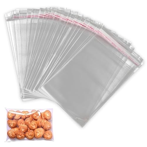 JUGUTA 200 Stk Plastiktüten Selbstklebend Cellophantüten 8X12Cm Opp Tütchen Transparent Zellophantüten Klein Kekse Tüten Flachbeutel Selbstklebende Klarsichtbeutel Weihnachten Für Süßigkeiten von JUGUTA