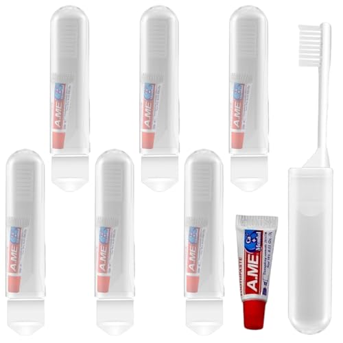 JUGUTA 6 Stück Reisezahnbürste Mit Zahnpasta, Klappbar Reise Zahnbürste Set Travel Toothbrush Mini Zahnbürste Für Unterwegs Camping Reisen Kinder Erwachsene von JUGUTA