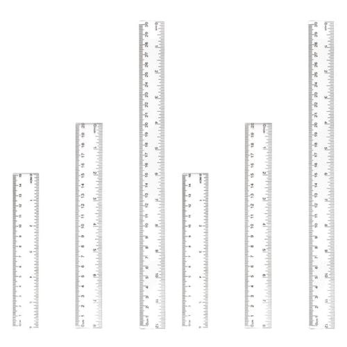 JUGUTA 6Er Pack Kunststoff Lineal, 15Cm 20Cm 30Cm Lineal Transparent Flexibel Präzision Lineal Messwerkzeug Flexibel Präzision Lineal Für Schule Büro Zuhause(6, 8, 12 Zoll) von JUGUTA