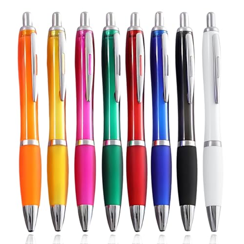 JUGUTA 8 Ergonomische Kugelschreiber Set Kulli Rutschfeste Griffzone Großraumine Gehäuse Schwarz Mine Druckkugelschreiber Einheitsfarbe Schwarz von JUGUTA
